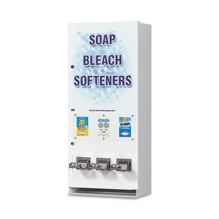 Vend Rite, COIN-OPERATED SOAP VENDER, 3-COLUMN, 16.25in X 37.75in X 9.5in, WHITE/BLUE